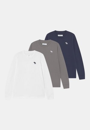 BASIC 3 PACK - T-shirt à manches longues - mood indigo/bright white/frost grey