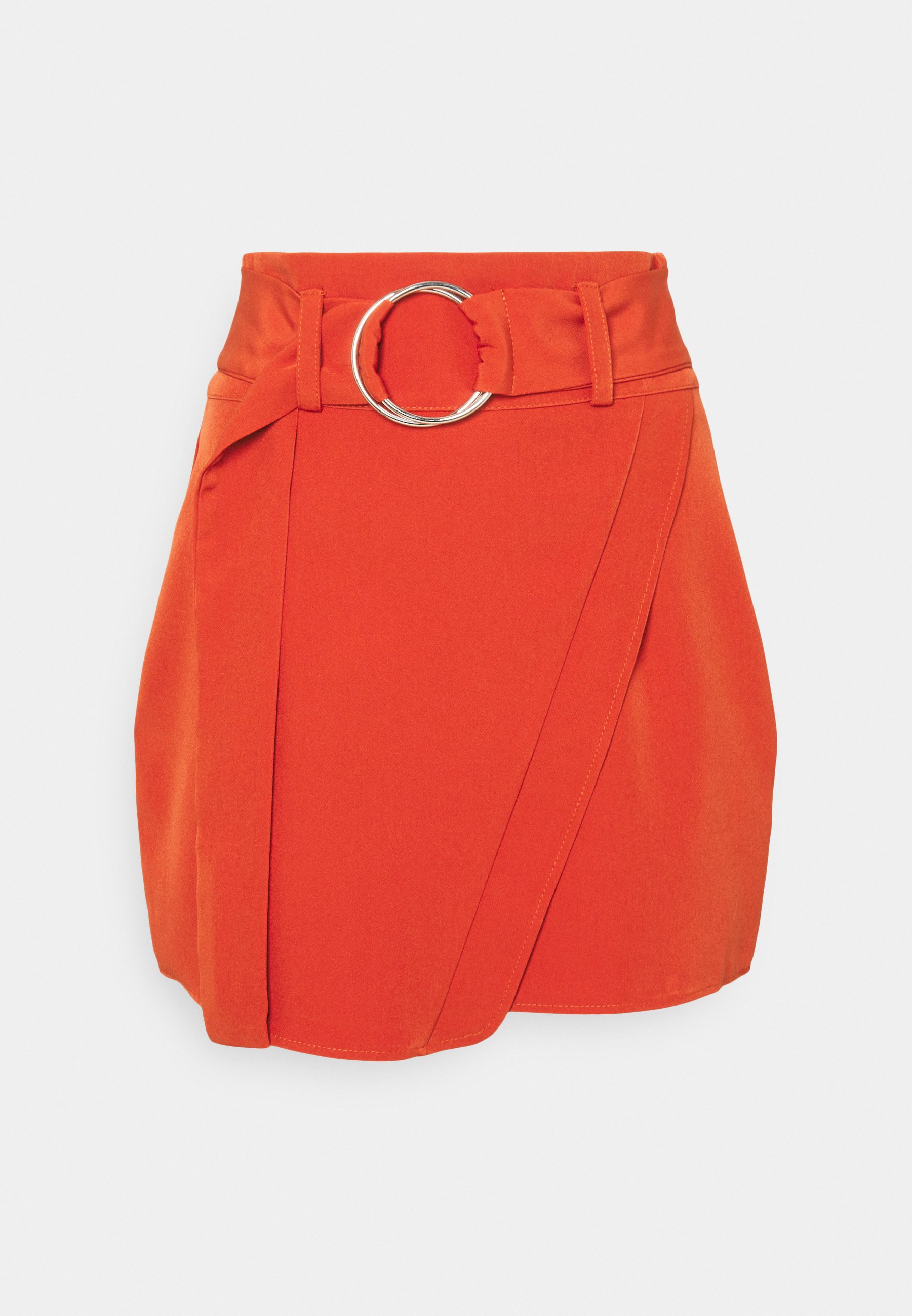orange wrap mini skirt