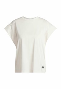 Witte T-shirt met korte mouwen en een ontspannen pasvorm. Gemaakt van een gladde stof, met een subtiele logodetail op de onderste linkse zoom.