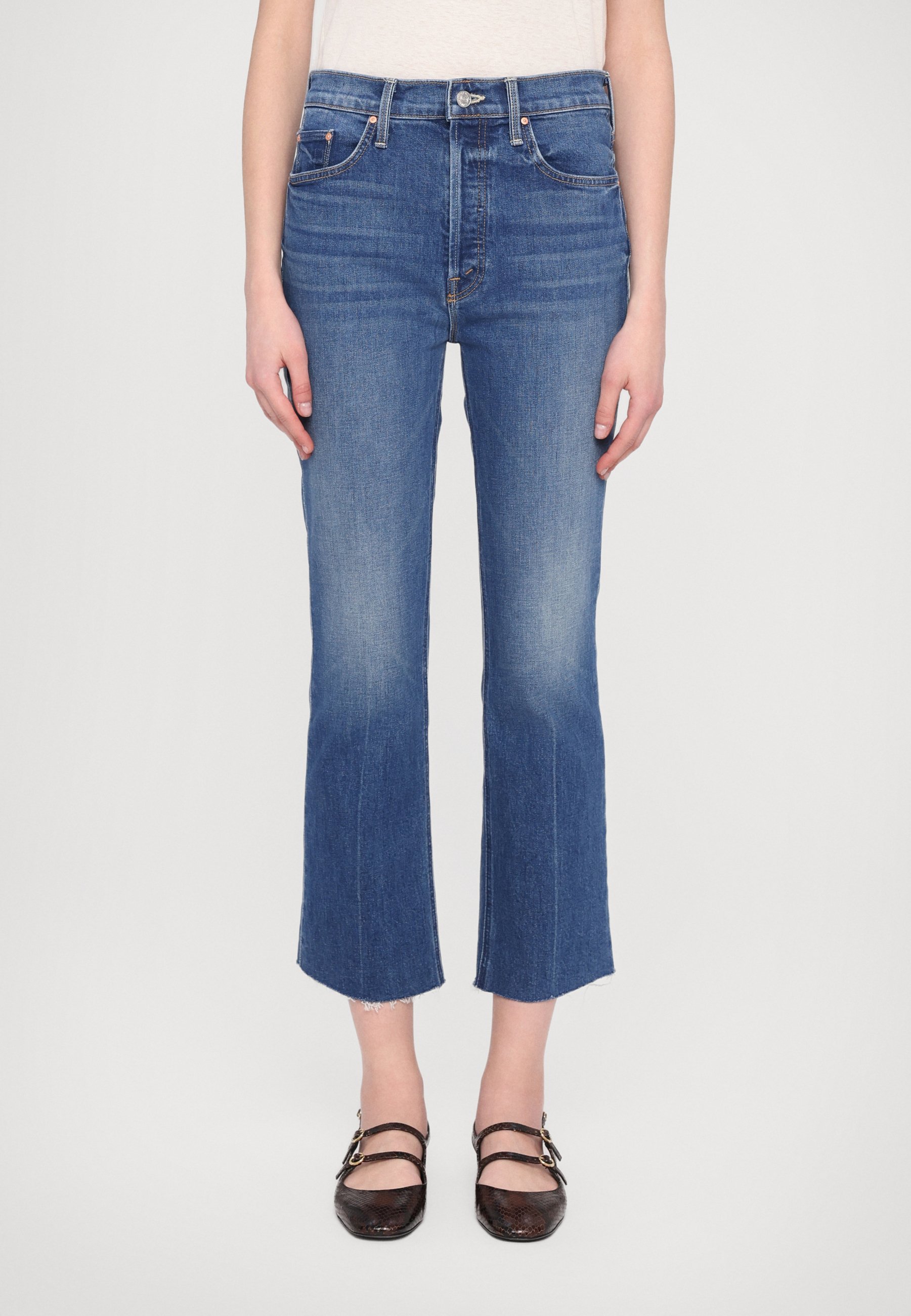 Mother THE TRIPPER ANKLE FRAY - Slim fit jeans - dark blue denim/donkerblauw  denim - Zalando.nl