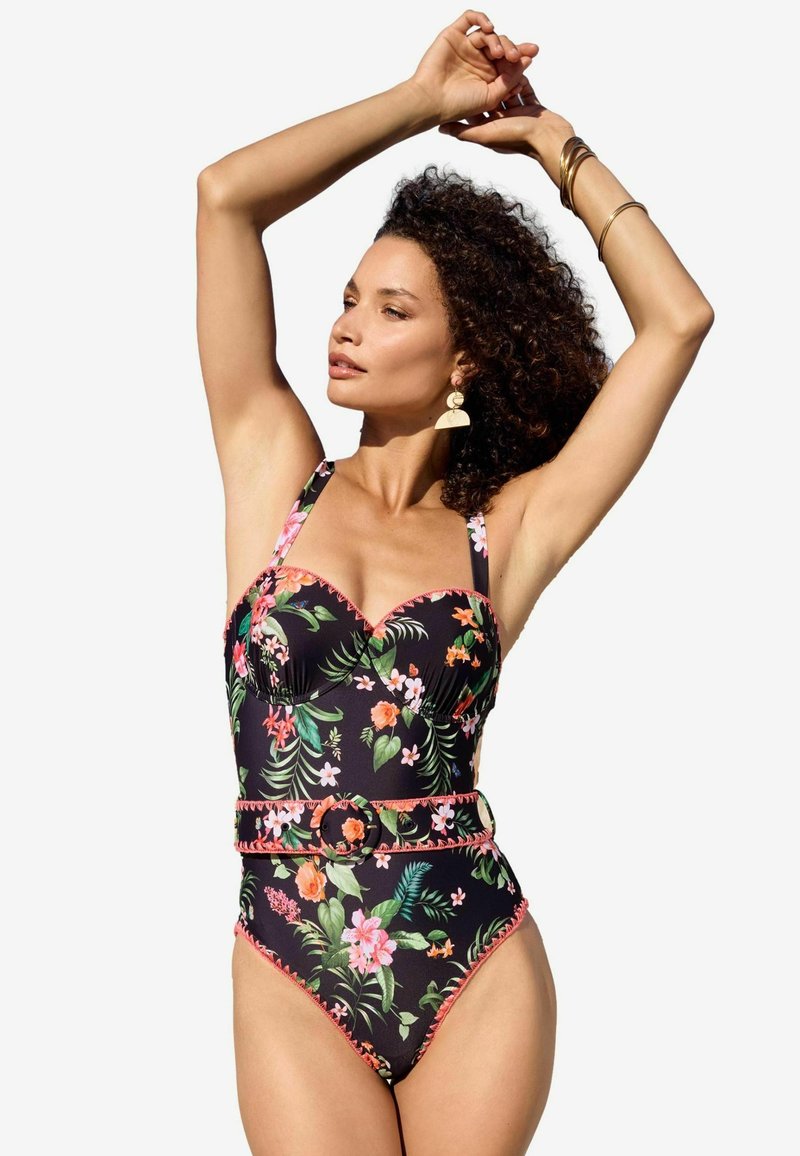 Love & Roses TUMMY CONTROL BELTED - Peldkostīms - navy blue