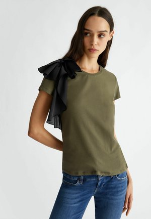 LIU JO WITH RUCHING - T-shirt con stampa - olive