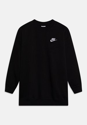 Sweatshirt preto em mistura de algodão, com decote redondo, mangas longas, punhos e bainha canelados, apresentando o logótipo branco da Nike no peito.