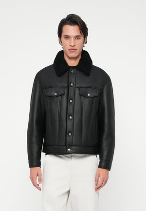 TRUCKER JACKET - Casaco de couro - black