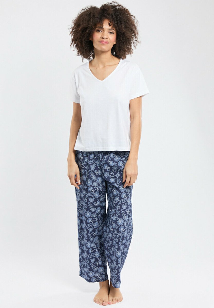 Armor lux SET Pyjama set motif fleurs bleues/mottled dark blue