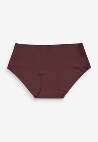 Bordeaux hoogtaille bikini broekje van soepel, rekbaar materiaal. Kenmerkt zich door een naadloos ontwerp met brede zijkanten voor comfort.