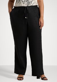 Lauren Ralph Lauren Woman LINEN WIDE LEG PANT - Kalhoty - black
