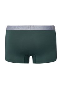 Mörkgröna kalsonger för män med en ljusgrå elastisk midja som har ett broderat logotyp. Slät tygkonstruktion med en kroppsnära passform.