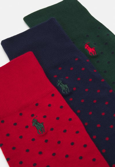 Polo Ralph Lauren POLKA-DOT TROUSER SOCK UNISEX 3 PACK - Ponožky - crimson red