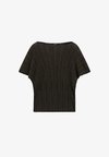 TOTAL LOOK PLEATED TOP WITH STRIPED DETAIL - T-shirt print - mottled dark brown