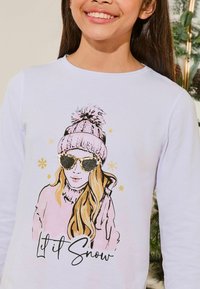 Lipsy REGULAR FIT - CHRISTMAS LONG SLEEVE FROM - Bluză de pijama - white pink