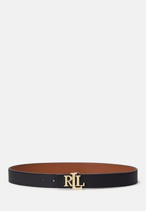 LOGO REVERSIBLE PEBBLED LEATHER BELT - Cinturón - black/tan