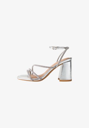 New Look MULTI DIAMANTÉ BLOCK - Sandalen met hoge hak - silver