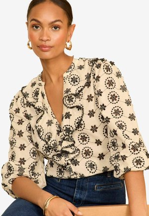 Love & Roses V NECK BRODERIE - REGULAR FIT - Bluse - black white
