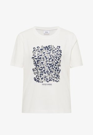 Cecil, T-SHIRT MIT LEO-PRINT UND FOLIENDETAILS - T-shirt print - vanilla white