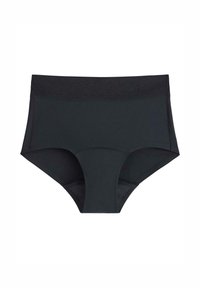 Mutande nere a vita alta con una texture liscia, ampia banda elastica in vita e bordi senza cuciture per comfort e minima visibilità.