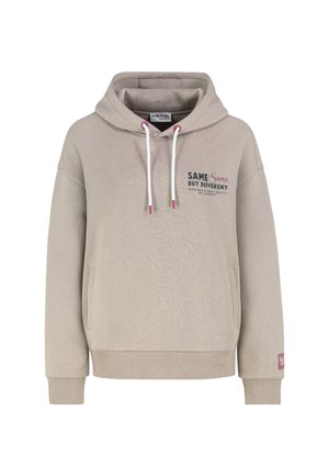 MIT SCHRÄGEN EINGRIFFTASCHEN - Kapuzenpullover - beige