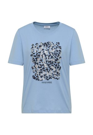 Cecil, T-SHIRT MIT LEO-PRINT UND FOLIENDETAILS - T-shirt con stampa - easy blue