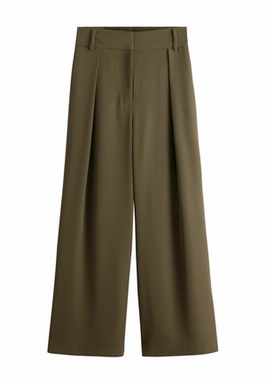 Next, PETITE FIT - ELASTIC BACK SIDE STRIPE WIDE LEG TROUSERS  . - Bukser - olive green
