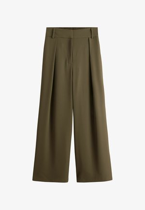 Next, PETITE FIT - ELASTIC BACK SIDE STRIPE WIDE LEG TROUSERS . - Bukser - olive green