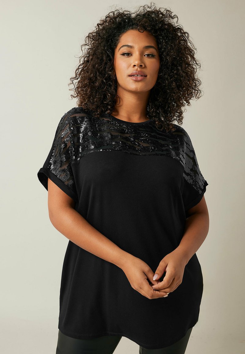 Evans SEQUIN EMBELLISHED - T-shirt med print - silver
