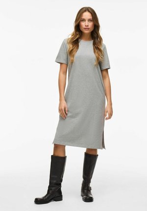 VILA MIDI KURZARM - Vestido ligero - light grey melange