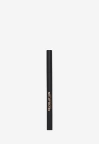 Schwarzer Eyeliner-Stift mit schlanker zylindrischer Form. Verfügt über eine matte Textur und goldene Beschriftung an der Seite für das Branding.