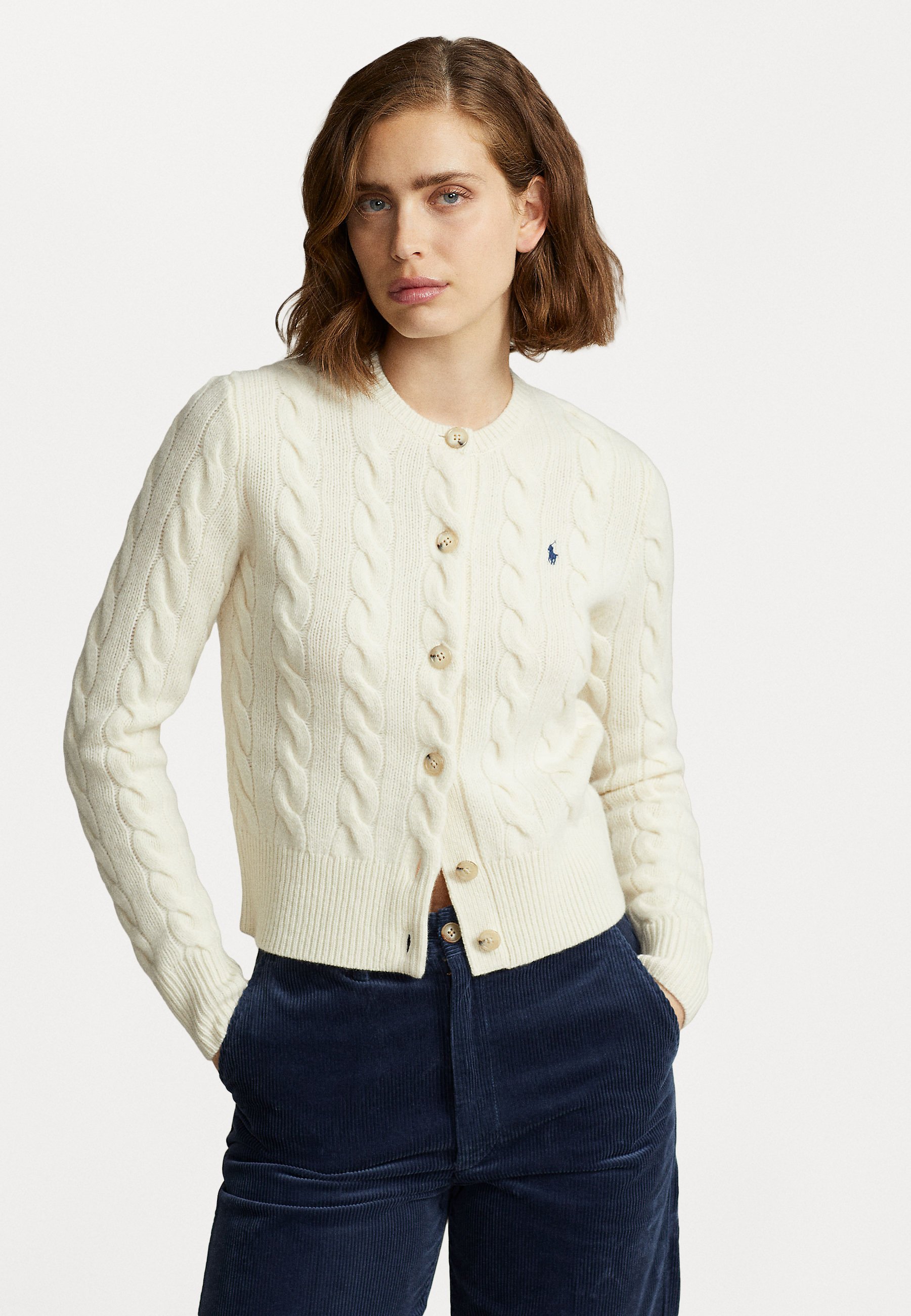 Polo Ralph Lauren LONG SLEEVE CARDIGAN - Cardigan - authentic  cream/off-white - Zalando.co.uk