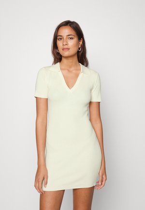 MARL MINI DRESS WITH V-NECK COLLAR - Vestido direito - lemon