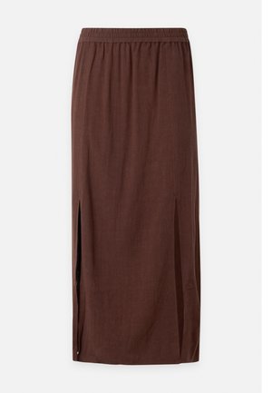 Even&Odd, LINEN MIX SKIRT - Jupe longue - chocory coffee brown