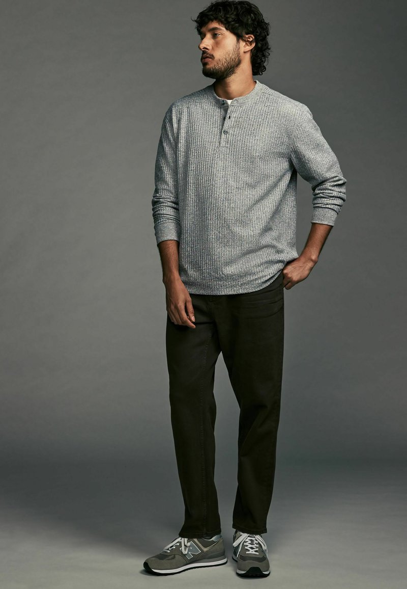 Next TEXTURED LONG SLEEVE GRANDAD - Neule - grey waffle