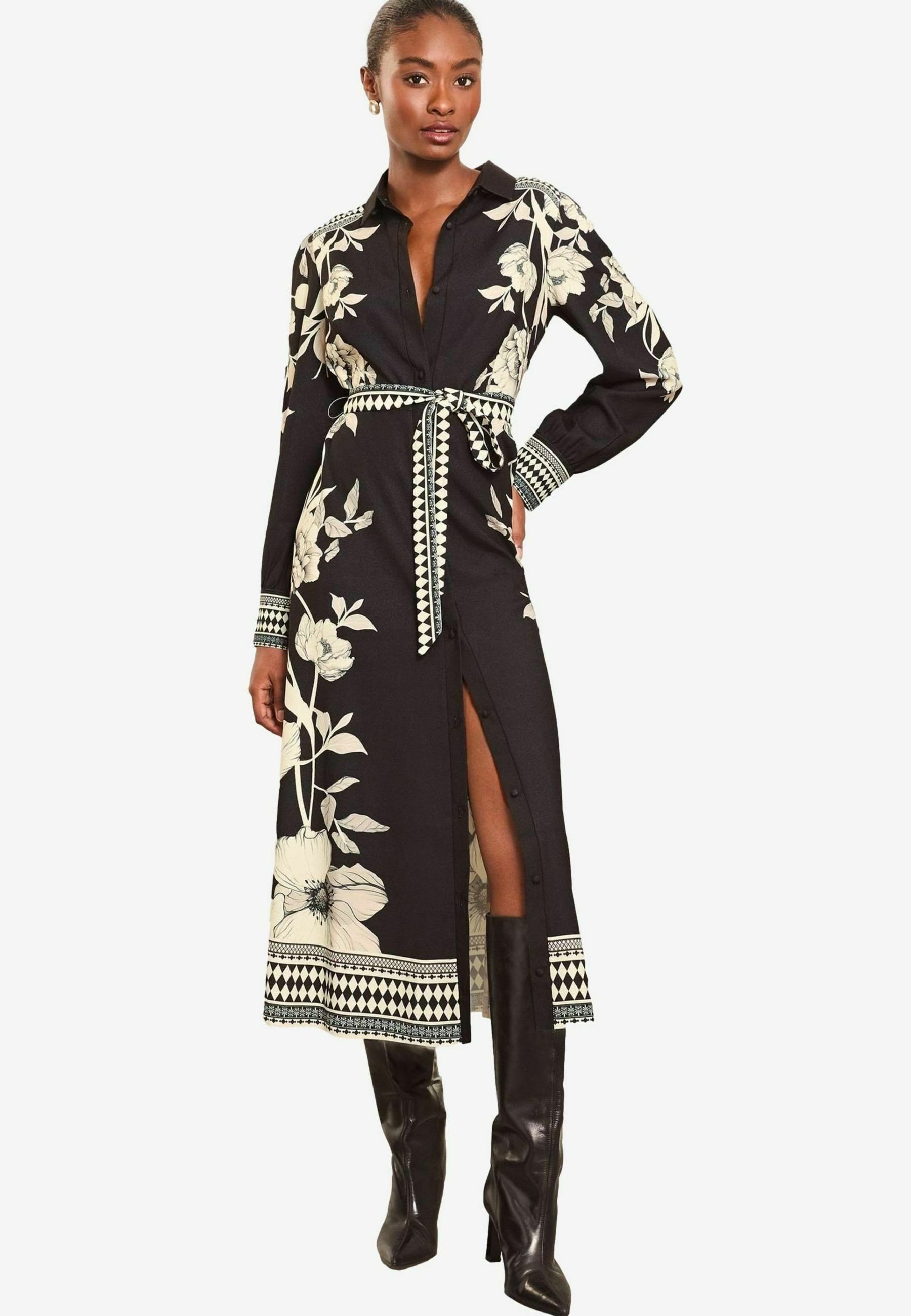 lipsy printed shirt dress Buy Lipsy Black/White Long Sleeve Placement Print Shirt Dress from the Next UK online shop