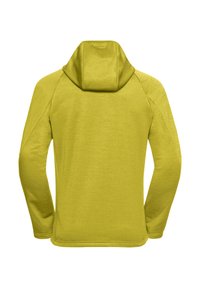 Gevoerd langshirt met capuchon in felgeel, gemaakt van zachte stof met een gladde textuur, met raglanmouwen en een aansluitend ontwerp.
