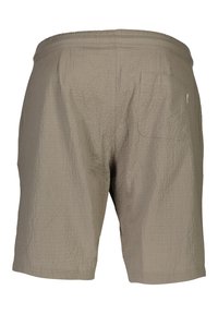 Ljust bruna shorts i strukturerad tyg, med resårmidja och en enda bakficka.
