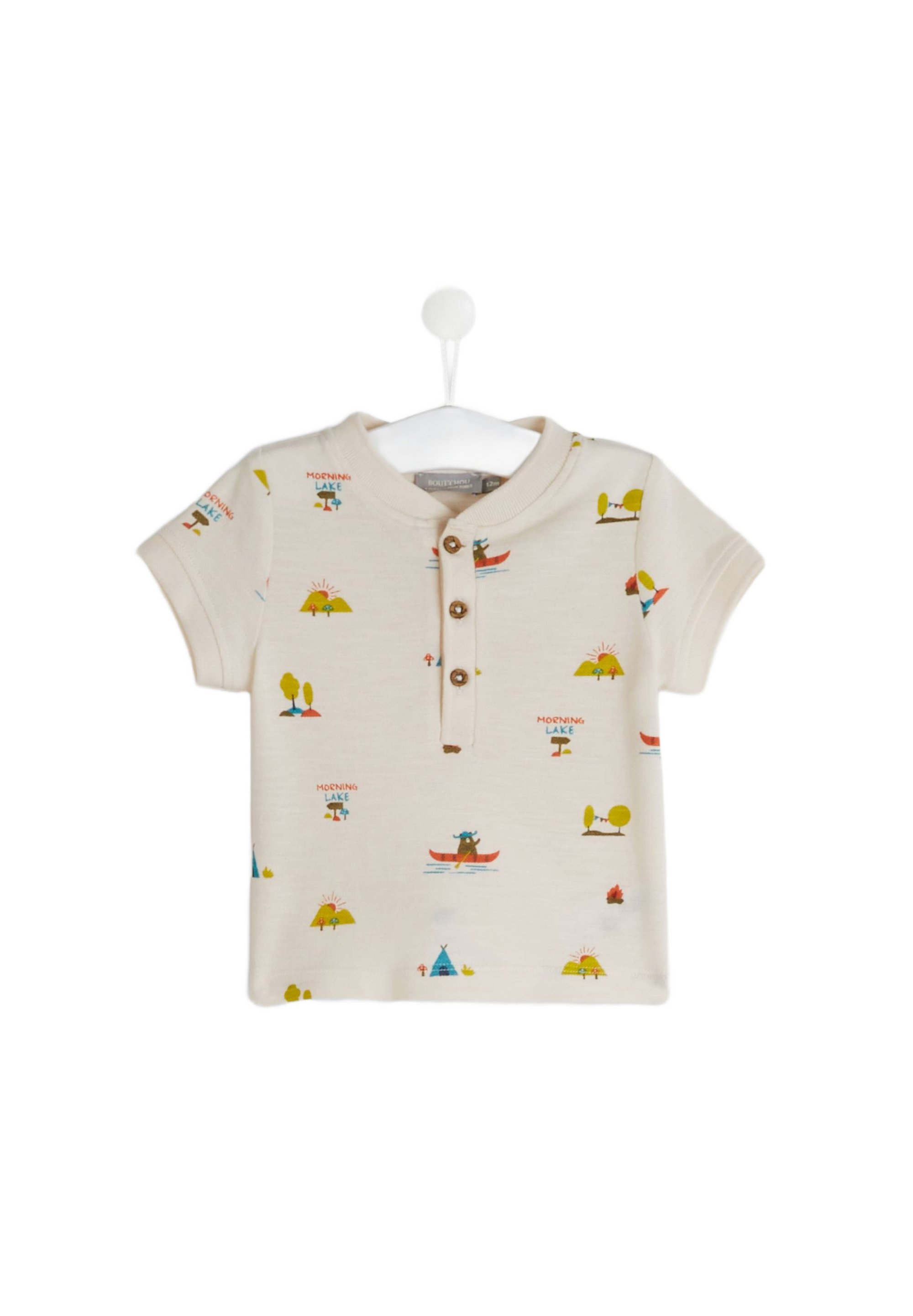 Monoprix MANCHES COURTES COL TUNISIEN T-shirt imprimé naturel