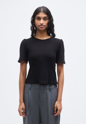 ONLNICOLE LIFE O NECK SCALLOP - Basic T-shirt - black