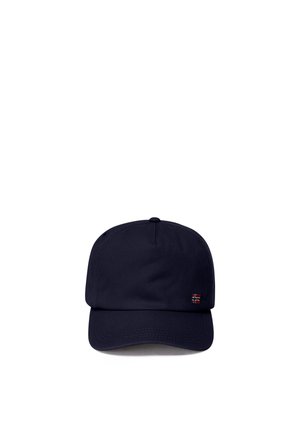 Casquette de baseball bleu marine foncé avec un petit drapeau norvégien brodé sur le panneau avant droit, présentée sur fond blanc.