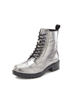 Schnürstiefelette - silberfarben