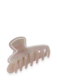 Ombre plastkrok för hår i ljus rosa, med pärlaccenter och en texturerad yta samt förlängda, böjda klor för ett säkert grepp.