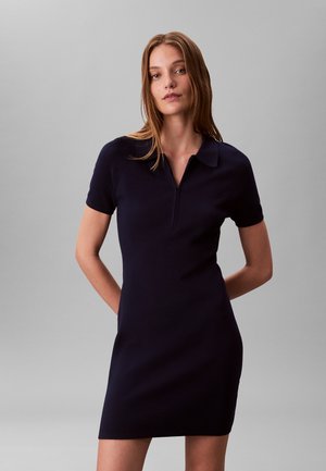 SLIM ZIP NECK POLO   - Blusenkleid - dark sapphire