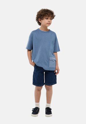 Monoprix, BERMUDA UNI AVEC CORDON À LA TAILLE CONTENANT DU COTON BIO - Short en jean - blue denim