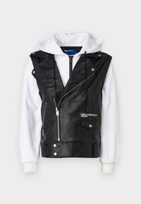 MIXED MATERIAL JACKET - Faux leather jacket - black