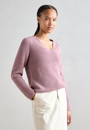 Marc O'Polo LONGSLEEVE V NECK - Πουλόβερ - dark mauve