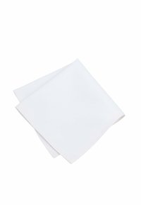 White cotton napkin, square shape, smooth texture, neatly folded, no visible patterns or embellishments, clean and simple design.
