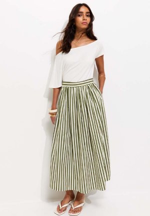 New Look STRIPED MIDI - A-line skirt - green pattern