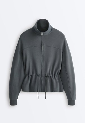 SOFT-TOUCH WITH ADJUSTABLE WAIST AND HIGH COLLAR - Bluză de molton cu fermoar - mottled grey