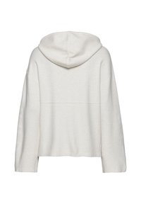Cremefarbene Kapuzensweatshirt mit lockerer Passform, weichem Stoffgefühl und überschnittenen Schultern. Verfügt über eine Mittelnaht am Rücken.