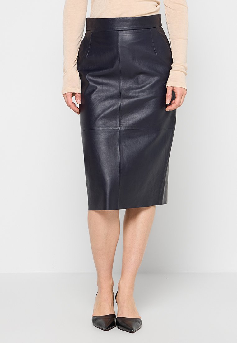 RIANI Leren rok donkerblauw