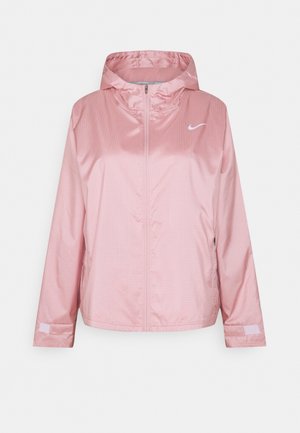 Lyserød Nike hættejakke med fuld lynlås foran og justerbare manchetter.