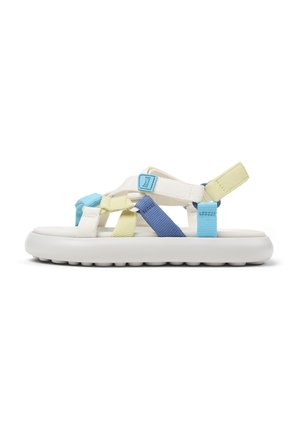 Plateausandalette - weiß blau